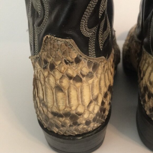 Tony Lama Boots Womens Size 6 Black Tan Snakeskin Western Cowboy Leather 3114 - Picture 7 of 14